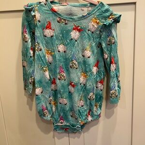 Posh Peanut Teal Gnome Print Bodysuit